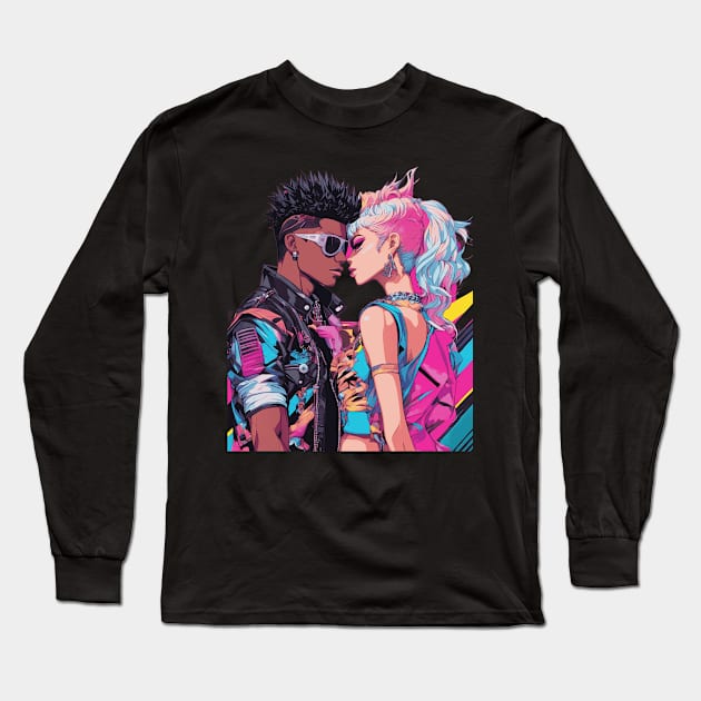 Anime Interracial Love Long Sleeve T-Shirt by animegirlnft